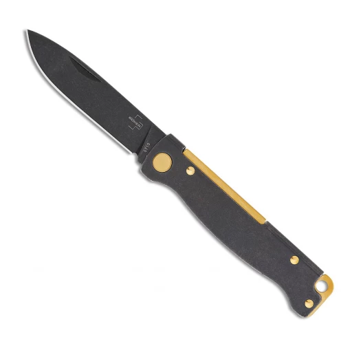 Atlas Black Brass StoneWash Folding Knife