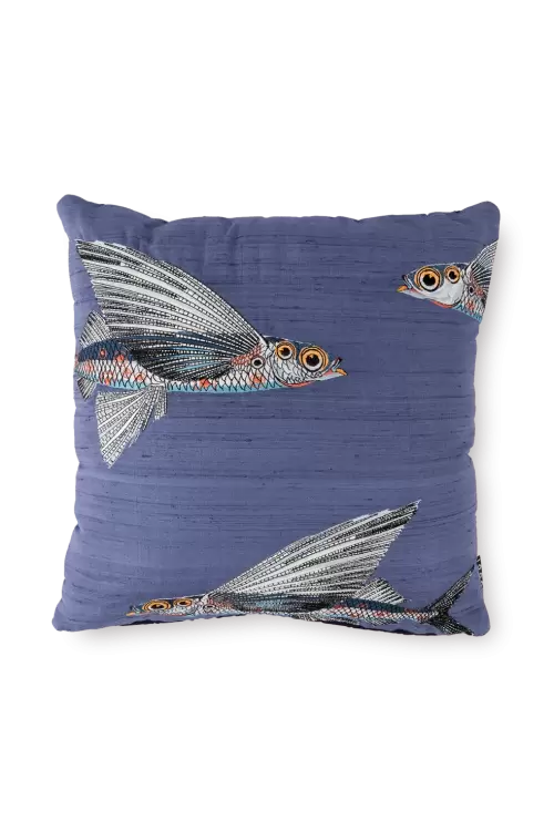 Embroidered Flying Coral Fish Decorative Pillowcase