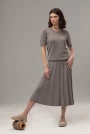 Image of Pleated Knit Flared Skirt