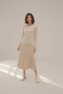 Image of Pleated Knit Flared Skirt