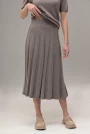 Image of Pleated Knit Flared Skirt