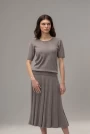 Image of Pleated Knit Flared Skirt