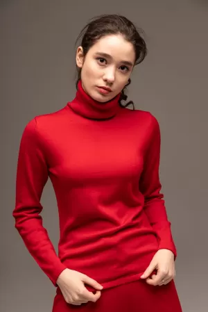 Roll Knitted Sweater with Golf Collar