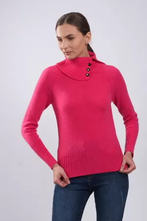 Knitted Sweater with Golf Collar