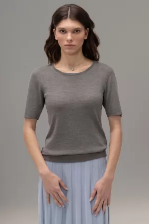 Bluză clasică tricotată cu mâneci scurte