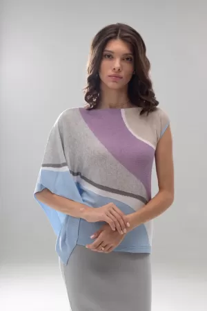 Bluză asimetrică tricotată fără mâneci