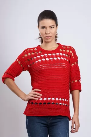 Short Sleeve Knitted Blouse