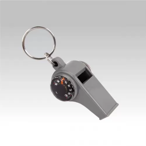 3 Function Whistle Compass & Thermometer Hiking Keychain