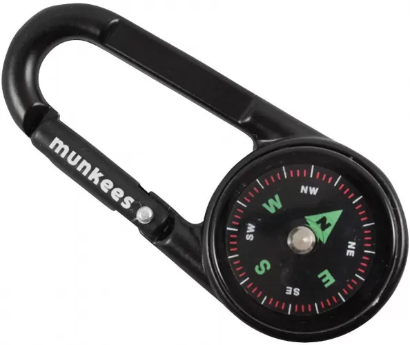 Carabiner Compass with Thermometer Hiking Keychain